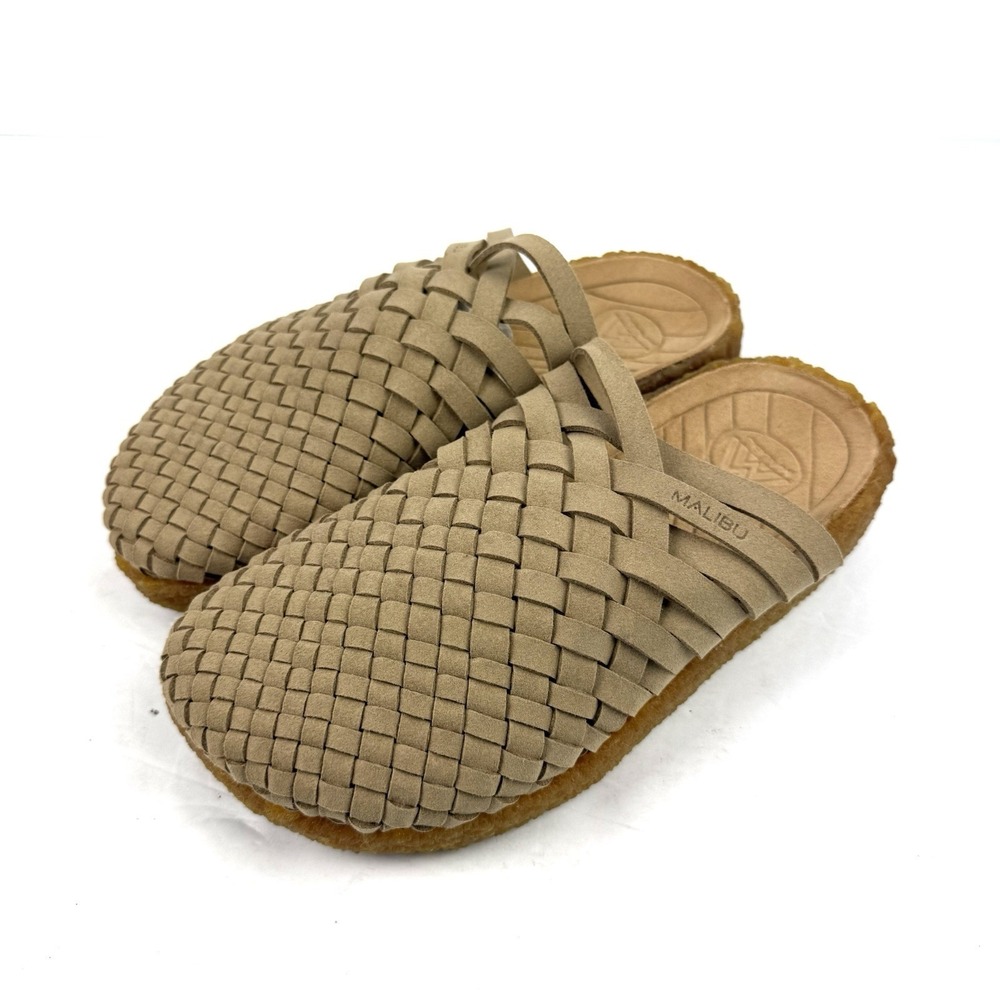 Malibu Weave Mules 6 Womens Intrecciato Tan Slip On Boho Vegan Suede Clog Womens